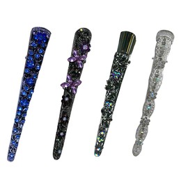 Set of 4 JCGY Alligator Duckbill Beakclips Long Slender Metal Hairclips Combo 4 Styles 4 Colors N2