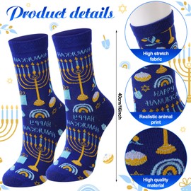ShinyMatch 24 Pairs Hanukkah Crew Socks Novelty Funny Holiday Dress Socks Celebration Chanukah Fun Jewish Sock for Christmas Chanukah Party Gifts Favor