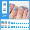 Summer Press on Toenails Blue Gradient Acrylic Stick on Toenails