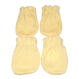 Yellow - 4 Pairs Cotton Newborn Baby/Infant No Scratch Mittens Gloves