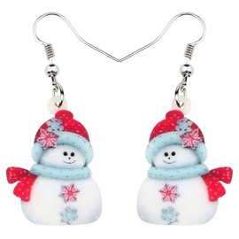 DOWAY Acrylic Christmas Hat Scarf Snowman Dangle Earrings Jewelry for Women Girls Kids Charm Party Gift, Acrylic