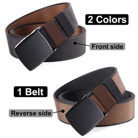 TENINE Belt for Men Women, Men's Belt Reverse Belt Double-Sided Pattern Casual Unisex Tactical Belt Adjustable Metal & YKK Buckles, 1 Belt 2 Colours