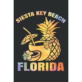 Summer Vacation Retro Sunset Florida Siesta Key Beach Graphic: Wide Ruled Line Paper, Lined Notebook Journal with 6x9 inches, 110 Pages for Work, School and College Supplies