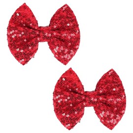 Love Fairy Glitter Bow Hairpin - A sparkling sequin bow tie hair clip, 5 inches, perfect for girls, teens, and women (Red)