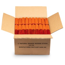 100 Unscented (Orange) Incense Sticks 11 inch - 100% Natural Joss and Bamboo 11" Punk Blanks - for DIY Aromatherapy Incense Making.