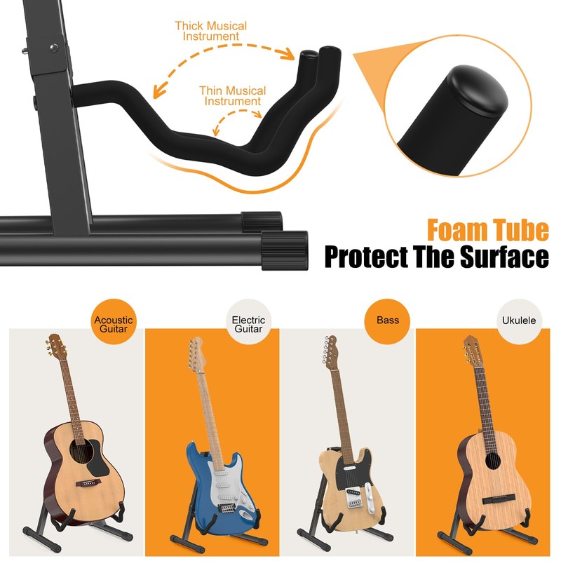 GLEAM Adjustable Folding Guitar Stand, A-shape, Fully Assembled - For