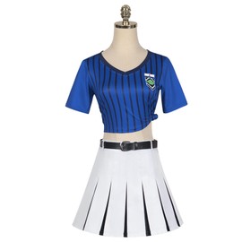 CR ROLECOS Anime Blue Lock Skirt Cosplay Costume Teieri Anri Cheerleading Women T-Shirt Skirt Belt Socks Suit M