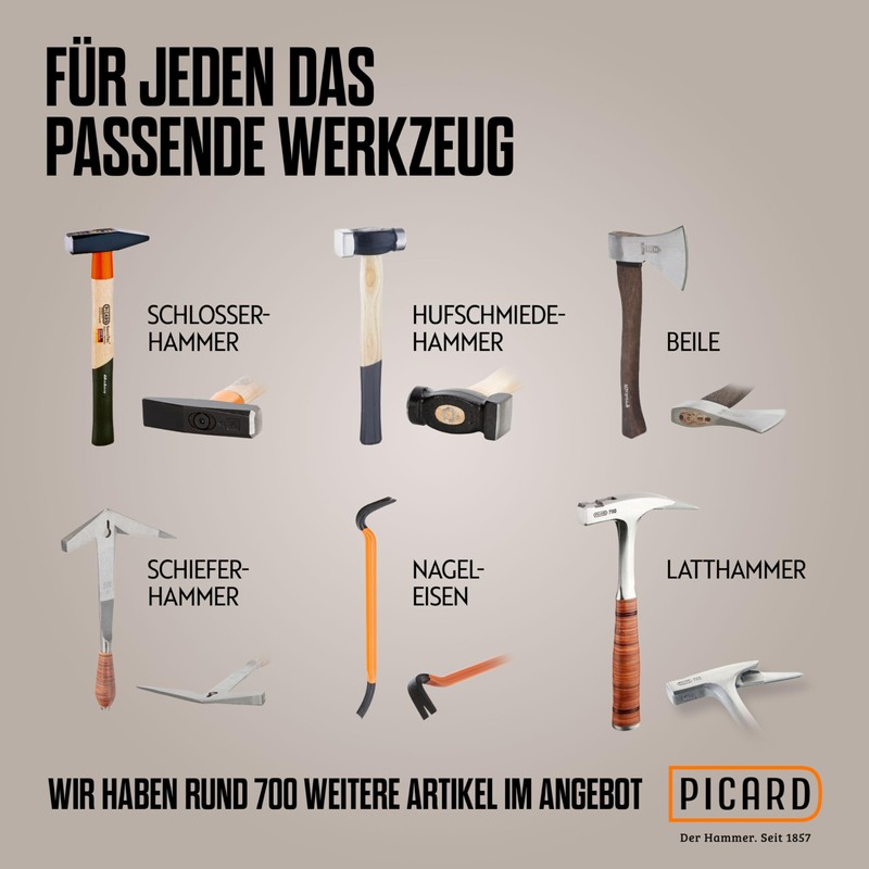 Picard 0032700-0600 Hand-/Rivetting Hammer 600g German Pattern of fibreglass, Black