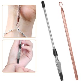 vibedor 2PCS Bracelet Helper to Put On Yourself, Bracelet Helper Tool Hook Bracelet Fastener Bracelet Assistance Tool for Necklace, Watch Clasp, Bracelet and Zippers(Rose Gold and Silver)