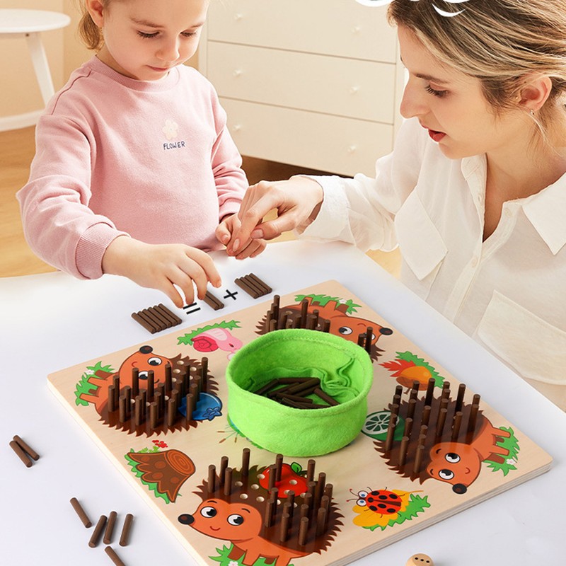 Wooden Hedgehog Game Math Learning Toy for Kids Educational Wooden