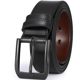 beltox fine Men’s Casual Leather Jeans Belts 1 1/2” Wide 4MM Thick Alloy Prong Buckle Work Dress Belt for Men（Black Belt with Black Buckle，36-38）