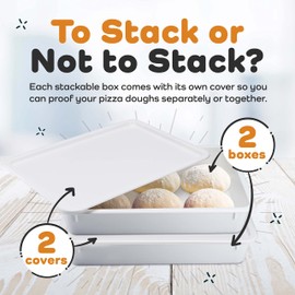 GSM Brands Pizza Dough Proofing Box - Stackable Commercial Quality Trays with Covers (17.25 x 13 Inches) - 2 Trays and 2 Covers