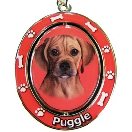 Puggle Key Chain "Spinning Pet Key Chains"Double Sided Spinning Center With Puggles Face Made Of Heavy Quality Metal Unique Stylish Puggle Gifts