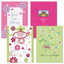 Current Thinking of You Greeting Cards Value Pack III- Set of 8 (4 Designs) Large 5" x 7" Cards, Sentiments Inside, Friendship Cards