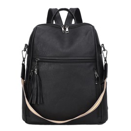 Women's Solid Color Fashionable Waterproof Backpack, Casual Large Capacity Backpack, Multi-functional Convertible Travel Backpack for Daily Use - Color: Black, Size: one-size