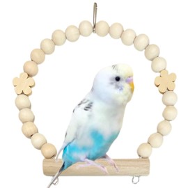 Made in Japan, Safe and Safe Material, Natural Wood, Buddy Bird, Swing, Swing, Toy, Athletic, Stainless Steel, For Small Animals, Bird Swing, Simple, Flower Beads, Type JY (S Size Approx. 5.5 x 5.5