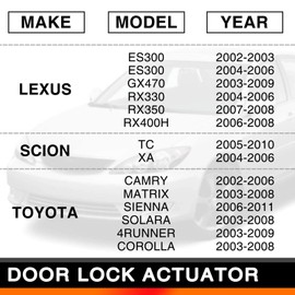 Front Left Driver Side Power Door Lock Actuator Replacement for Toyota Camry 4Runner Corolla Lexus ES300 ES330 RX350 RX400h Scion TC XA