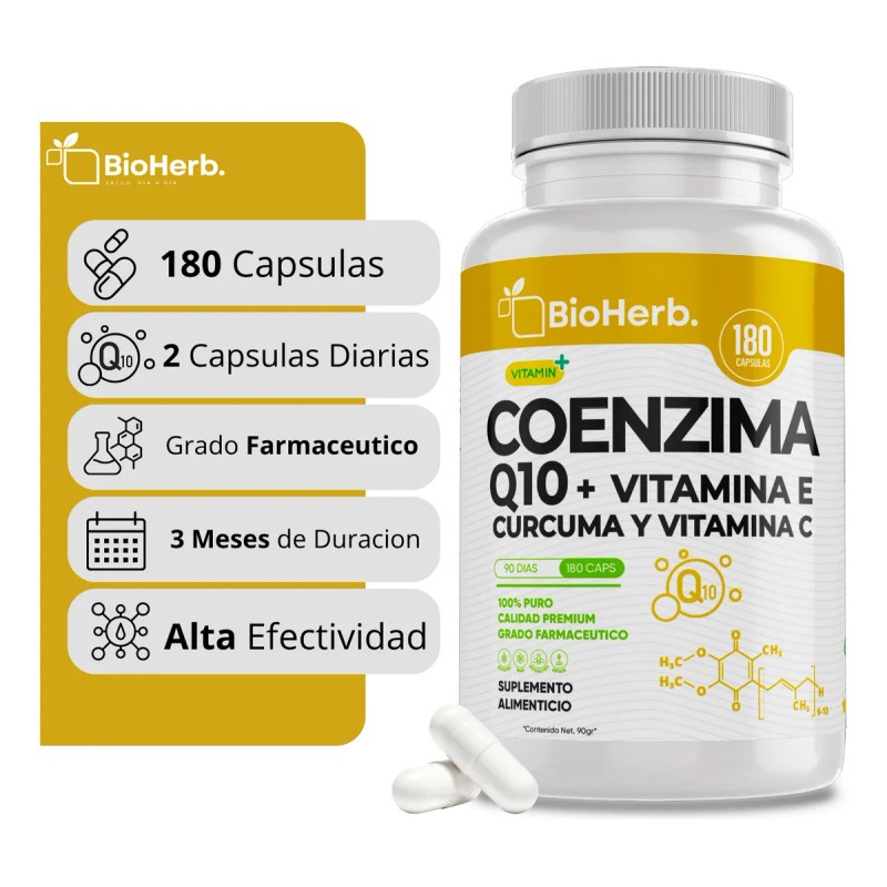 Coenzima Q10 + Vitamina E, C Y Curcuma - 180