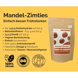 Greencarb® Bread Baking Mix (250 g) | Almond Cinnamties | Lower Carb Bread and Bun Baking Mix | Only 3.5 g Carbohydrates to 100 g | Vegan Baking Mix | Fibre Rich