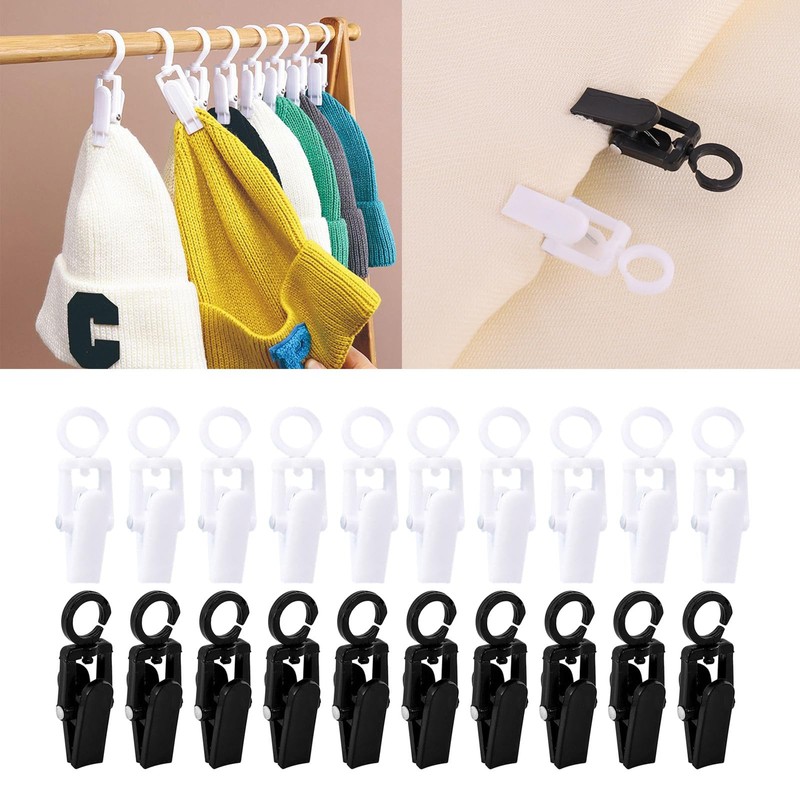 10 Pieces Hanging Laundry Hooks Clip Plastic Swivel Hanging Towel