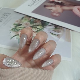 (2+1)107 Colors Swa+Magnetic Gel  Handmade Nail Tips - Stiletto / (2+1)107컬러 스와+자석젤  수제네일팁 - 스틸레토