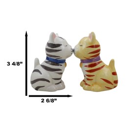 Ebros Gift Kissing Orange And Gray Striped Tabby Cats Salt And Pepper Shakers Fun Kitchen Dining Ceramic Decor Figurines 3.25"H Feline Cat Kitty Kittens
