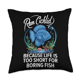 Ram Cichlid Fish Lover Freshwater Aquarium Fish Aquarist Throw Pillow