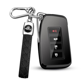 MILD EAST for Lexus Key Fob Cover with Keychain, Soft TPU Full Protection Key Case for RX ES GS LS NX RS GX LX RC LC Smart Key (Black)