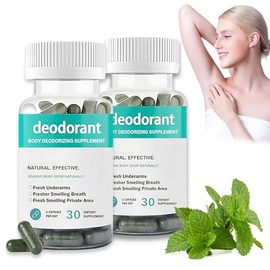 2 btl /60 Tabs Desodorante Interno,Pastillas Desodorante Corporal Unisex,Pastillas de Clorofila Olor Corporal para Suplementos Nutricionales,Desintoxicación y Limpieza Natural