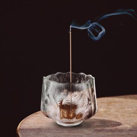 HttDog Incense Holder, Glass, Stylish, 2 in 1 Incense Plate, Buddhist Altar Plate, Healing Incense Burner, Tea Ceremony, Purification, Yoga Classroom, Office, Entryway, Tea Room, Stability, Meditation Room, Study Room, Temple, Gift (C)