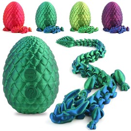 STONESTAR 3D Printed Dragon Fidget Toys, 12" Full Articulated Dragon in Mystery Egg, Home Office Decor Executive Desk Toys Xmas/Easter Gift for Dragon Lovers (Laser Green)