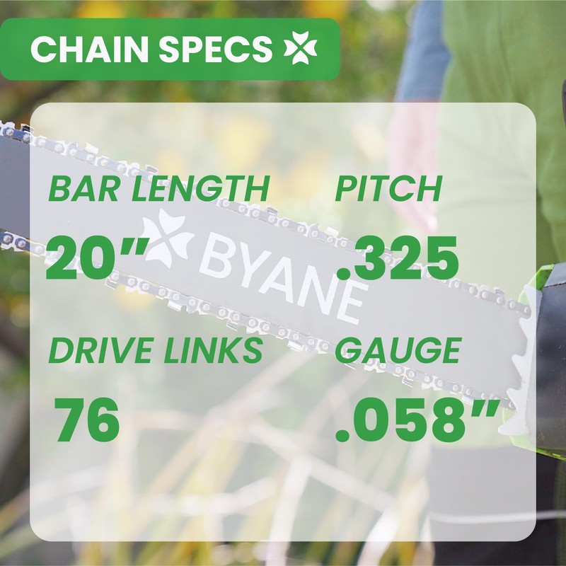 BYANE Carbide Chainsaw Chain 20 Inch, .325 Pitch, 058" Gauge,