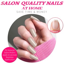 Lifextol 360PC Khaki Square Press on Nails Medium Long Fake Nails Press ons with Glue&Adhesive Tabs, Square Glue on Nails Tips Acrylic Nails Press on Nails Long Stick on Nails Artificial Fingernails