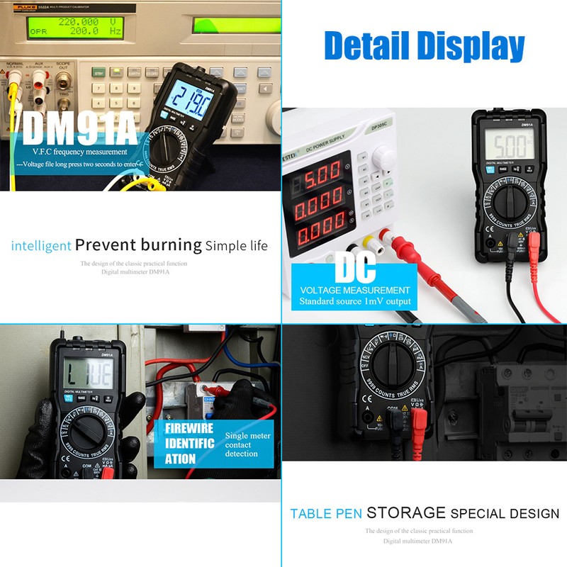 DM91A High Precision Mini Digital Multimeter 9999 Counts Tester Multi