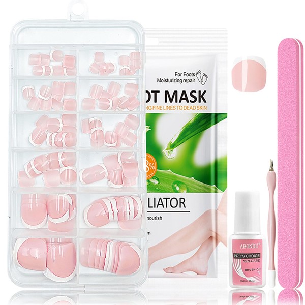 120pcs Kurz Fußnägel Zum Aufkleben Kit, Fake Nails Kunstnägel -