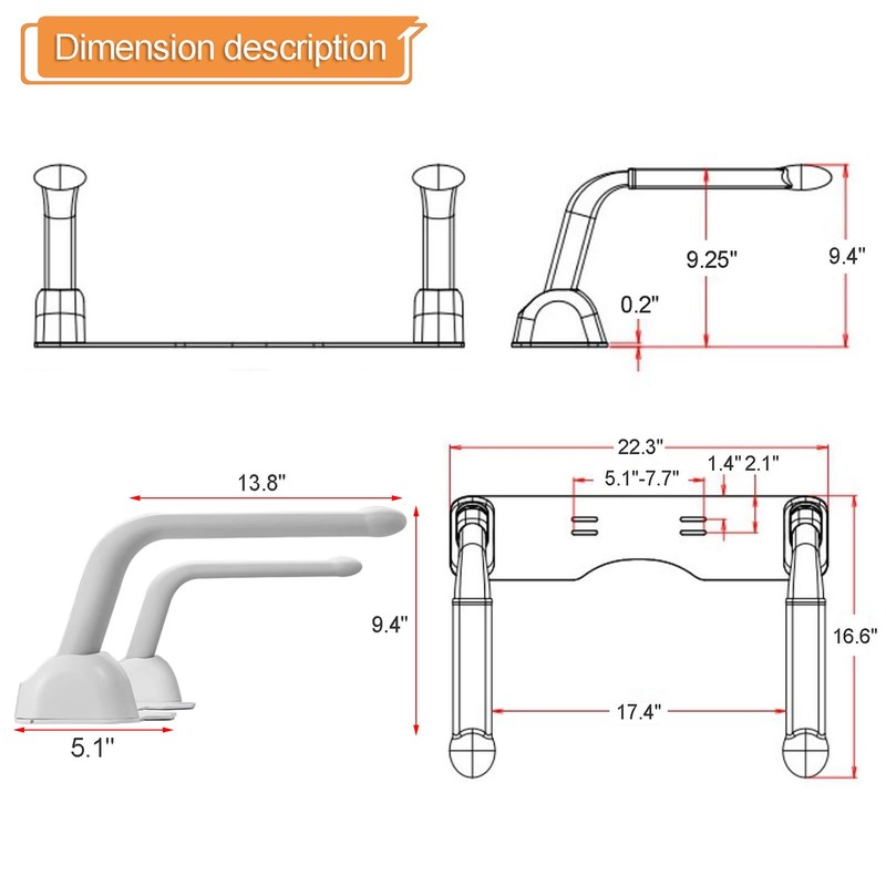 CDDUOLA Toilet Safety Rails, Heavy Duty Foldable Handles, Stand Alone