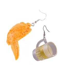 YIYUGEY ㅤImitation Food Earrings Fried Chicken Wings Beer Asymmetrical Simulation Cute Dangling Earrings Creative Delicious Fashion Accessories Jewelry Gifts for Women