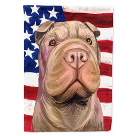 Caroline's Treasures CK6702GF Shar Pei Dog American Flag Garden Flag Mailbox Flag Decorative Yard Flag Banner Outside Patio Artwork Yard Flower Beds, Garden Size, Multicolor