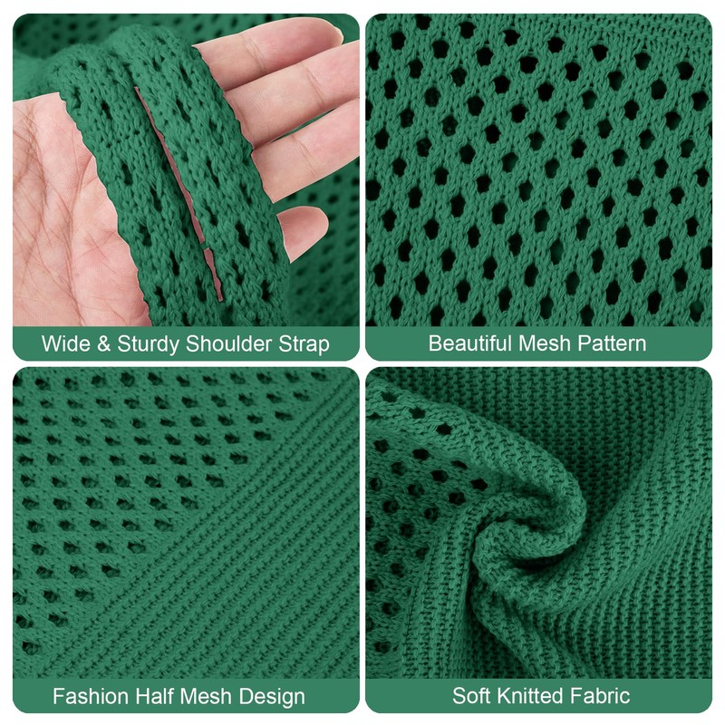 Kememo Crochet Tote Bag for Women, Mesh Beach Tote Bag