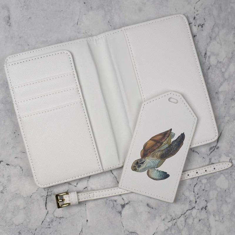 Azeeda 'Sea Turtle' Passport Cover & Luggage Tag Travel Set