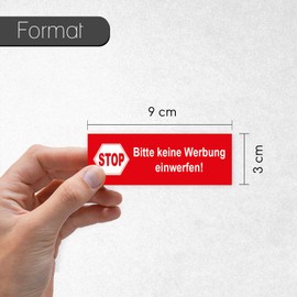 '5 NO JUNK MAIL' Label [in German Language], Red, 9x3 cm, Art. _ 018 _ Red [German Language Product], advertising, außenklebend for Letter Box