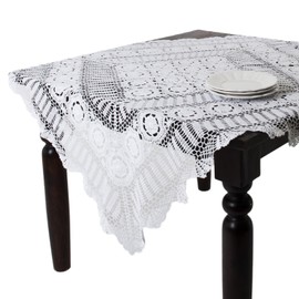 SARO LIFESTYLE 869 Crochet Tablecloths, 54-Inch, Square, White