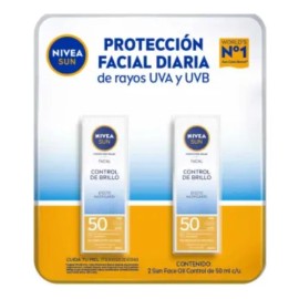 2 Pza Protector Solar Facial Nivea Sun Control De Brillo Efe