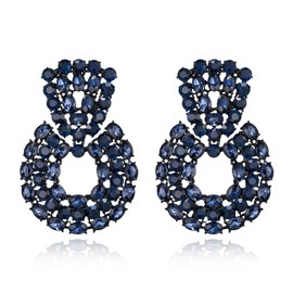 EVER FAITH Rhinestone Crystal Geometric Statement Earrings for Women Wedding Party Round Hoop Earrings for Bride, Crystal