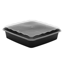 CuBE Plastics CR-1047B Combo Pack Square 48 Oz. Container - 100 / CS