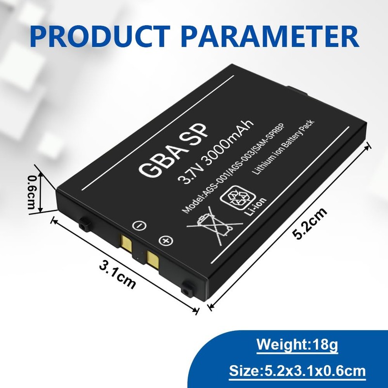 WAVYPO Upgraded 3000mah Battery for GBA SP, 2 Pack