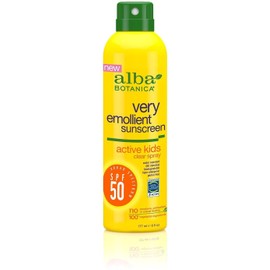 Alba Botanica Very Emollient, Active Kids Spray Sunscreen SPF 50 6 oz (Pack of 10)