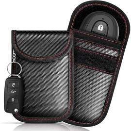DORGKIRA 2 Piezas Bolsa Faraday para Llaves de Coche, Bolsa de Bloqueo de Señal RFID, Bolsa Blindaje Senal RFID/WiFi/NFC - Fibra de Carbono, Puede Gua