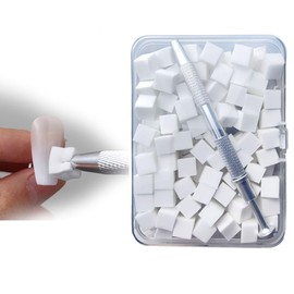 Nail Sponges, 100 Pieces, Tweezers Included, No Messy Hands, Ombre Sponge, 0.4 inches (1 cm), Mini Size, Disposable Gel Nails, Art Gradation, Cheek Nails, Puff Tools (White / Set of 100)