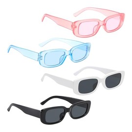 GlasFlength Women's Retro Rectangular Sunglasses for Men and Women, Colourful, Normal, Colourful
